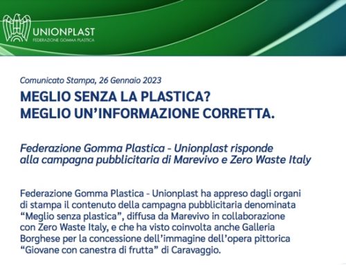 Unionplast contro la campagna ‘Meglio senza plastica’ di Marevivo: “Include espressioni gravemente lesive per il settore”