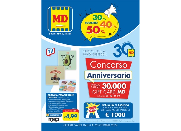 MD festeggia i suoi 30 anni con un concorso da 250mila euro in gift card