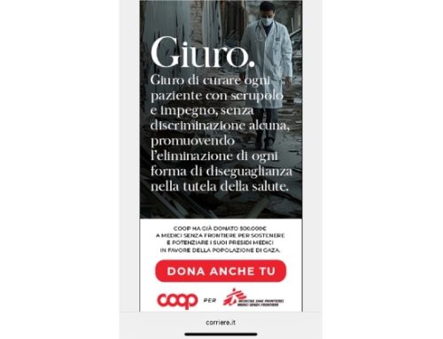 Coop si impegna con Medici senza frontiere a favore delle popolazioni di Gaza (e non solo quelle)