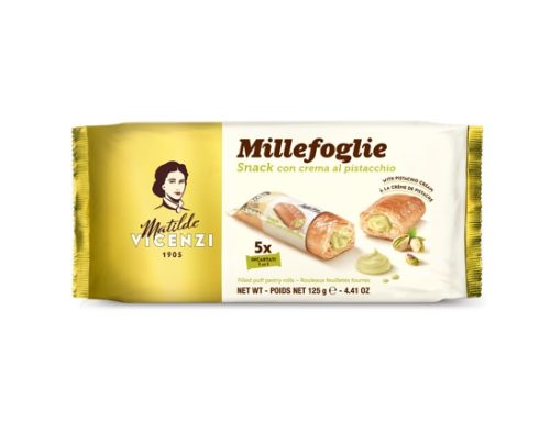 Matilde Vicenzi presenta le nuove Millefoglie Snack al pistacchio