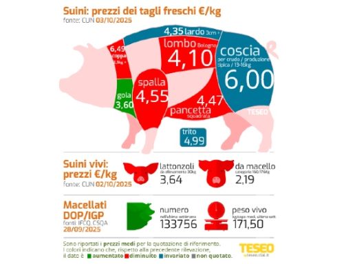Cun tagli freschi: concessioni importanti su coppa (-29 cent), spalla (-20) e pancetta (-32). Ma la gola sale di altri 15 centesimi (+ 7,3% da metà luglio)